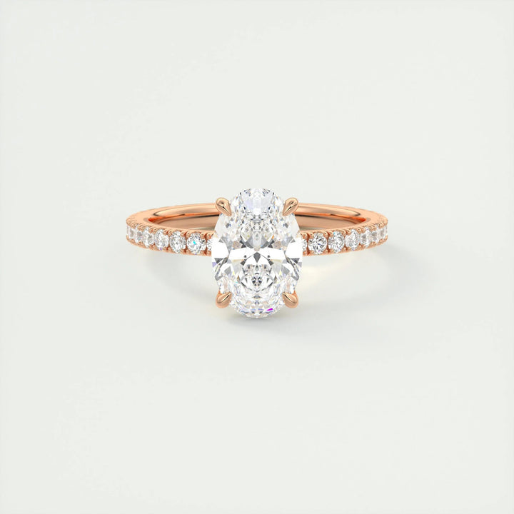 1.5ct Oval F- VS1 Diamond Pave Engagement Ring