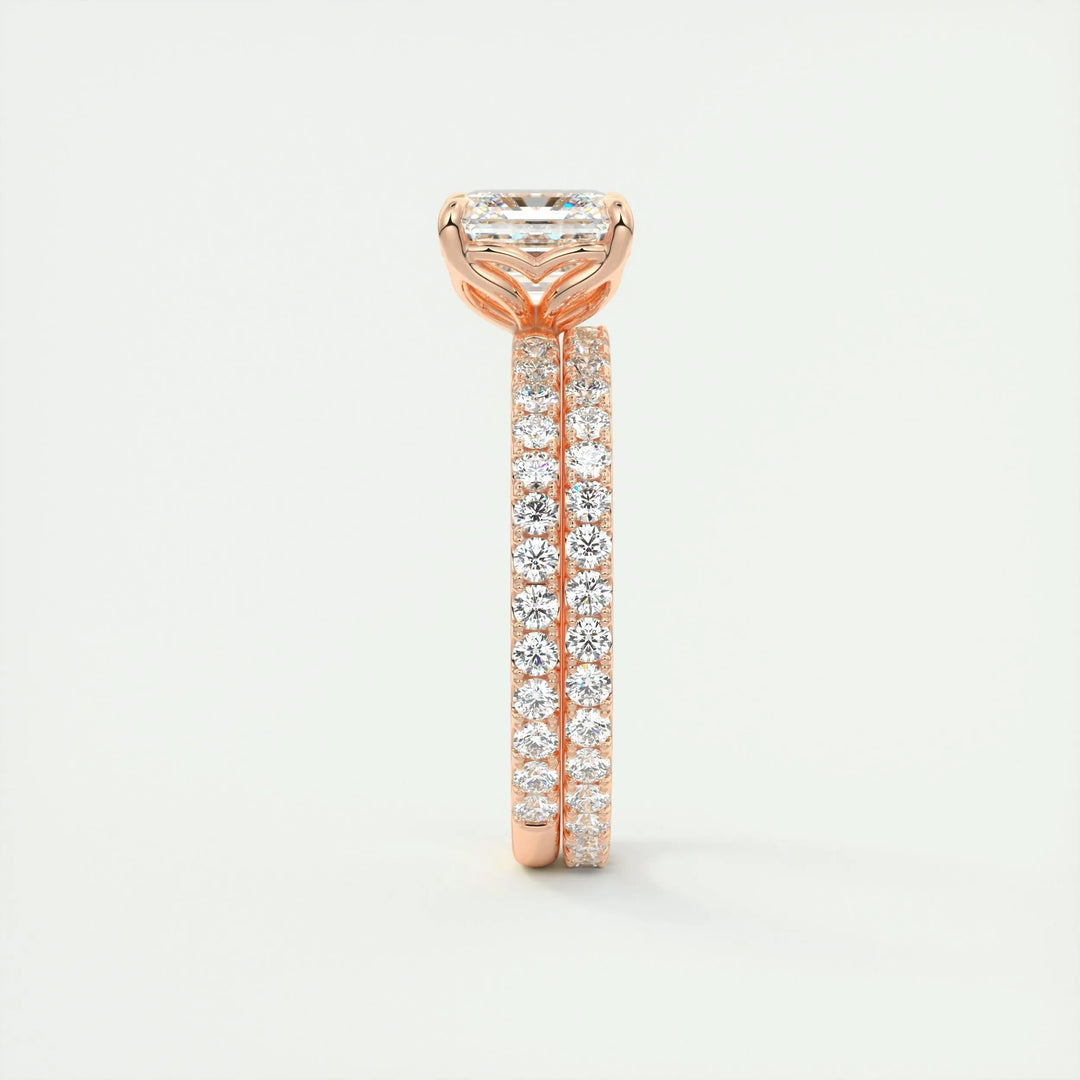 2ct Asscher F- VS1 Diamond Pave Engagement Ring