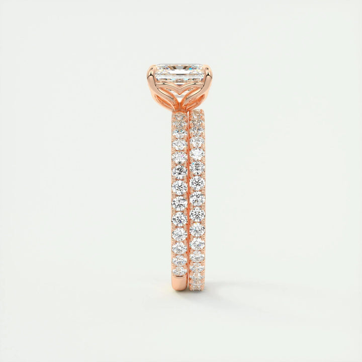 2ct Asscher F- VS1 Diamond Pave Engagement Ring