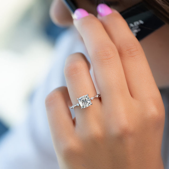 3.0CT Cushion Lab Grown F/VS2 Distance Diamond Engagement Ring