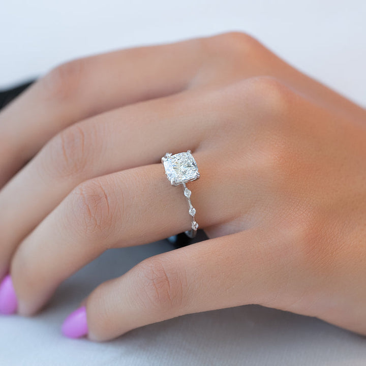 3.0CT Cushion Lab Grown F/VS2 Distance Diamond Engagement Ring
