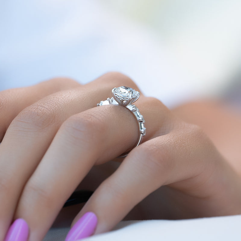 3.0CT Cushion Lab Grown F/VS2 Distance Diamond Engagement Ring