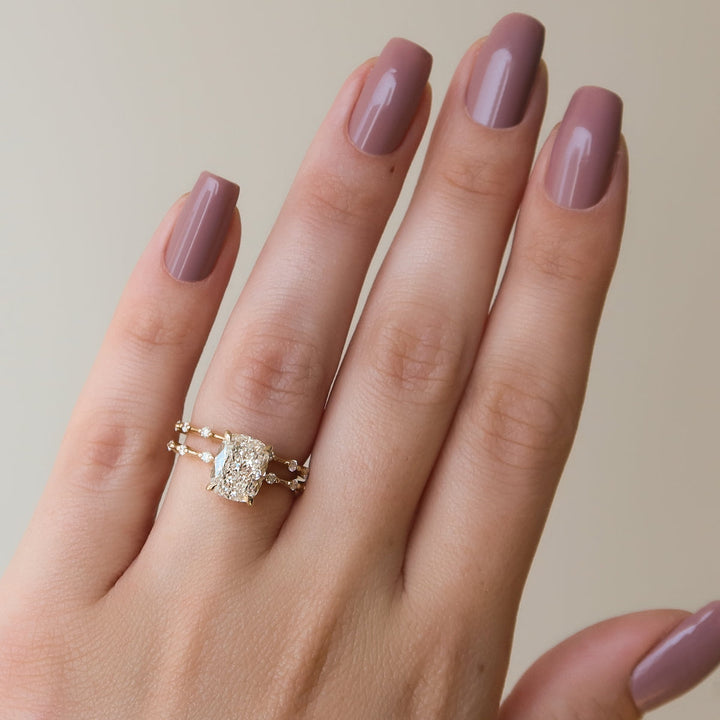 3.0CT Cushion Lab Grown F/VVS1 Distance Diamond Pave Engagement Ring