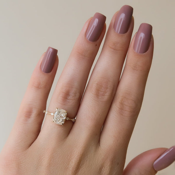 3.0CT Cushion Lab Grown F/VVS1 Distance Diamond Pave Engagement Ring