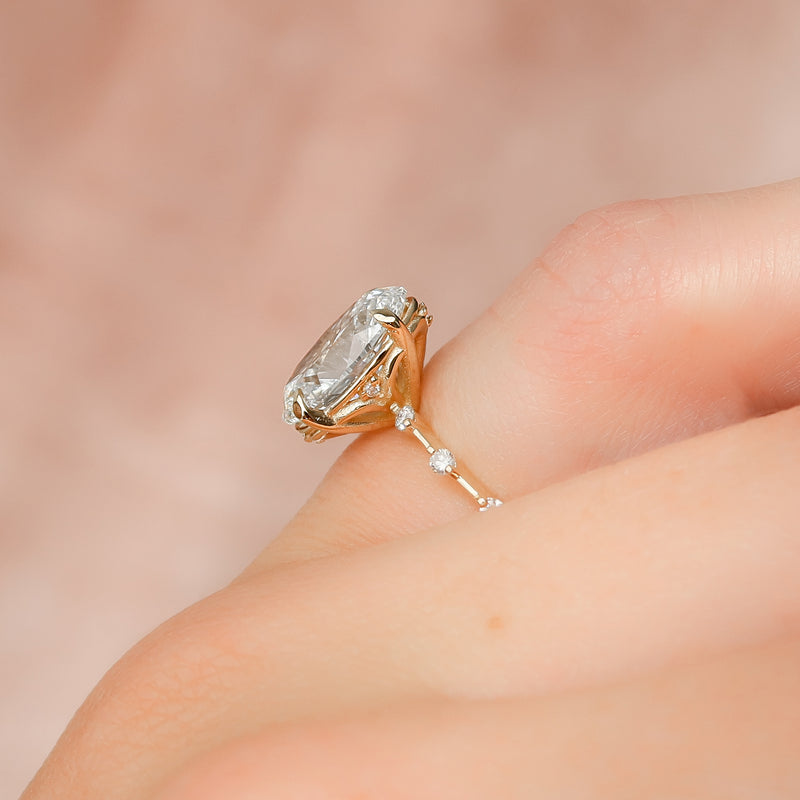 2.0CT Oval Lab Grown F/VVS1 Diamond Distance Pave Engagement Ring