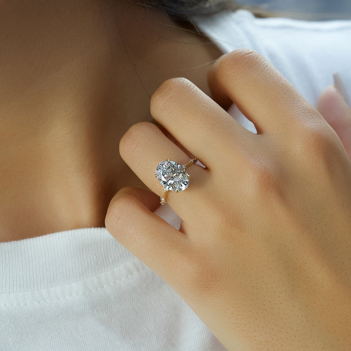 2.0CT Oval Lab Grown F/VVS1 Diamond Distance Pave Engagement Ring