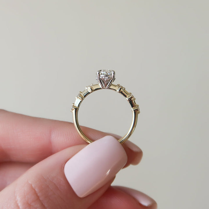 2.0CT Oval Lab Grown F/VVS1 Diamond Distance Pave Engagement Ring