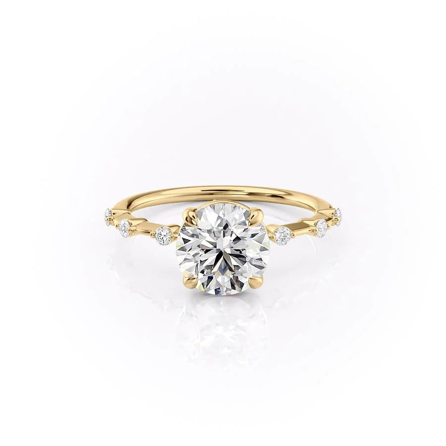 1.50CT Round Lab Grown E/VS1 Diamond Distance Pave Engagement Ring