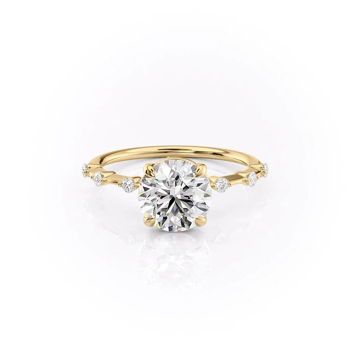 1.50CT Round Lab Grown E/VS1 Diamond Distance Pave Engagement Ring