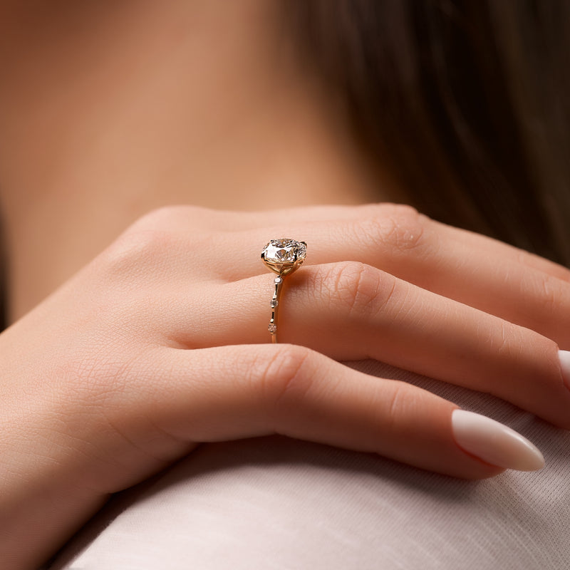1.50CT Round Lab Grown E/VS1 Diamond Distance Pave Engagement Ring