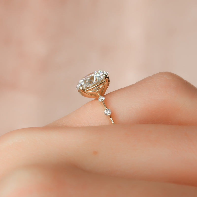 1.50CT Round Lab Grown E/VS1 Diamond Distance Pave Engagement Ring
