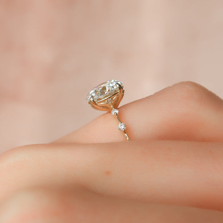 1.50CT Round Lab Grown E/VS1 Diamond Distance Pave Engagement Ring