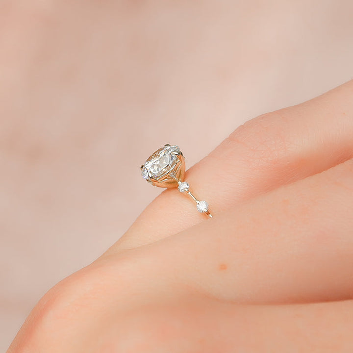 1.50CT Round Lab Grown E/VS1 Diamond Distance Pave Engagement Ring