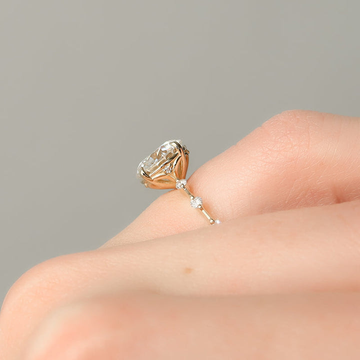 1.50CT Round Lab Grown E/VS1 Diamond Distance Pave Engagement Ring