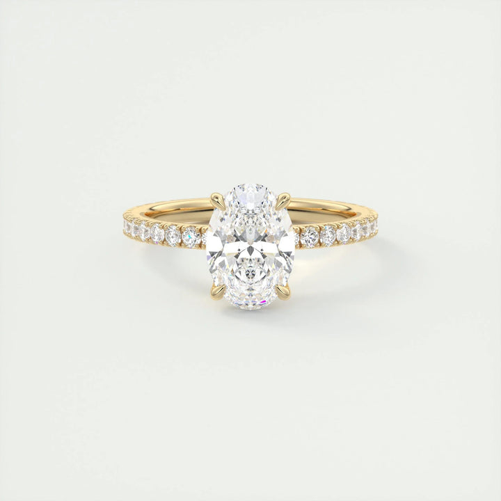 1.5ct Oval F- VS1 Diamond Pave Engagement Ring