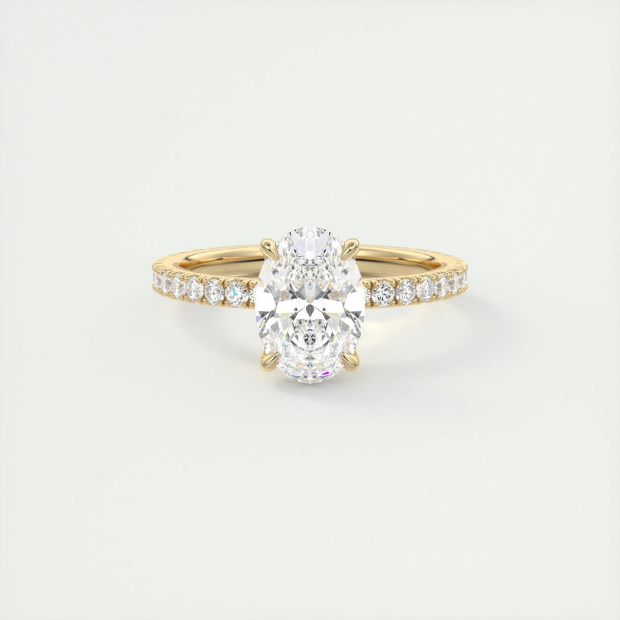 1.5ct Oval F- VS1 Diamond Pave Engagement Ring