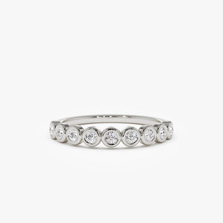 Bezel Set Round Cut Diamond Half Eternity Wedding Band for Mother