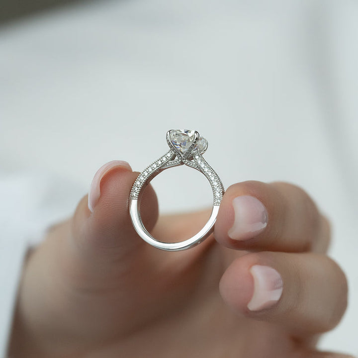 1 Carat Cushion Ring
Vintage Art Deco Ring
VVS1 Lab Diamond
F Color Diamond
Sustainable Engagement Ring
