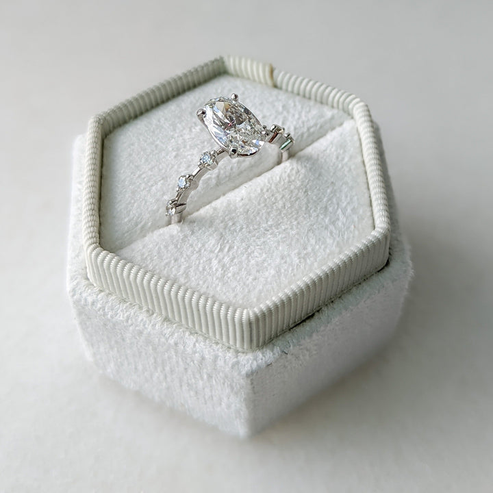 2.01ct Oval F- VS1 Lag Grown Diamond Petite Pave Engagement Ring