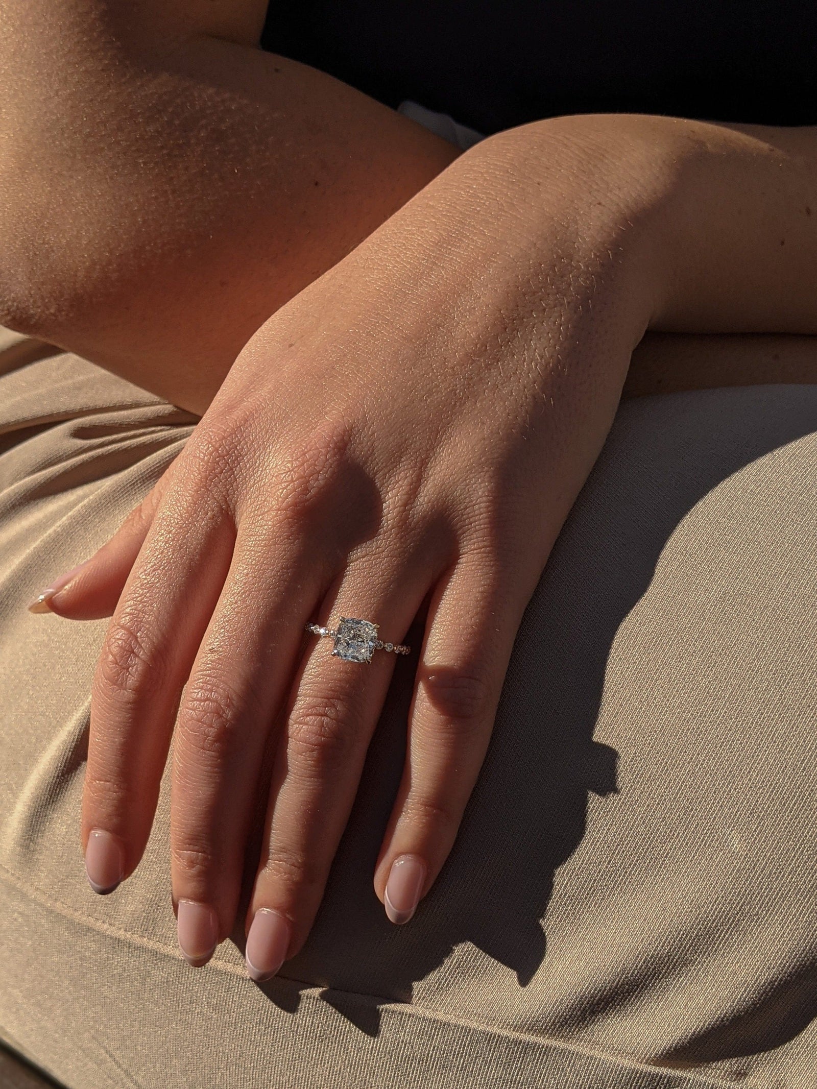  2.02ct Cushion D- VS1 Lag Grown Diamond Hidden Halo Engagement Ring