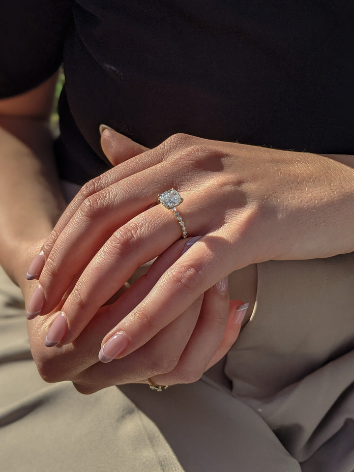 2.02ct Cushion D- VS1 Lag Grown Diamond Hidden Halo Engagement Ring