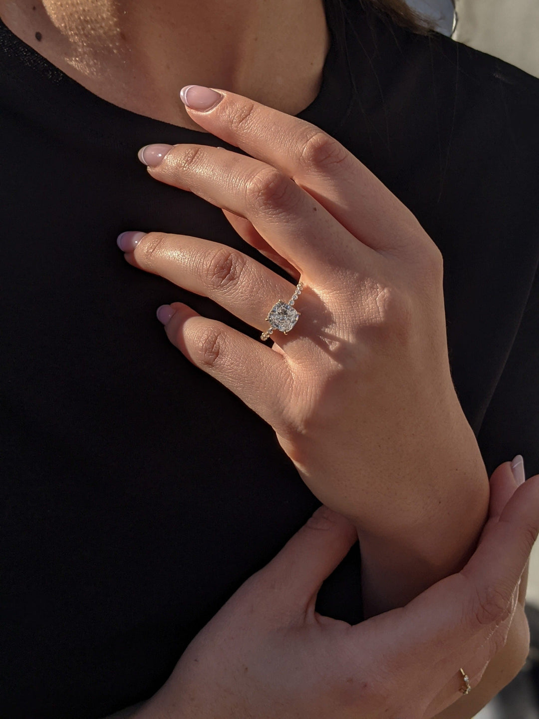  2.02ct Cushion D- VS1 Lag Grown Diamond Hidden Halo Engagement Ring