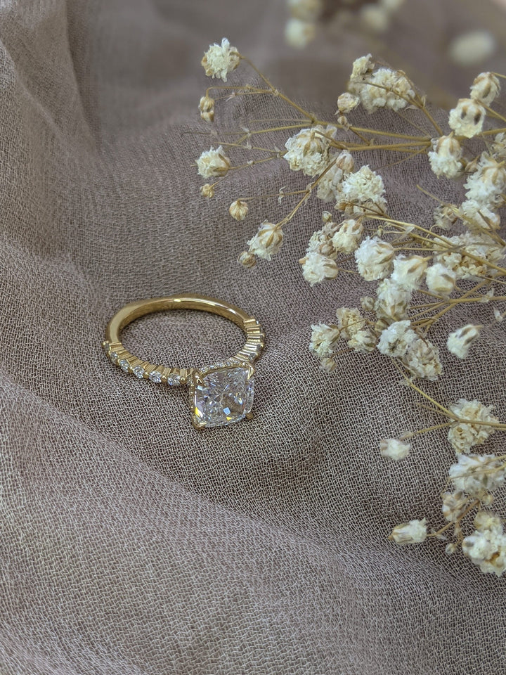  2.02ct Cushion D- VS1 Lag Grown Diamond Hidden Halo Engagement Ring