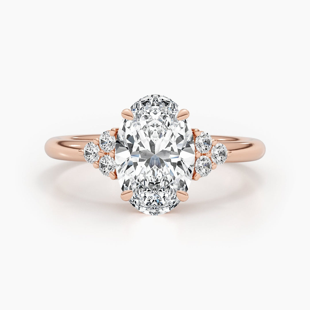2.42ct Oval Shaped G- VS Lab Grown Diamond Cluster Engagement Ring