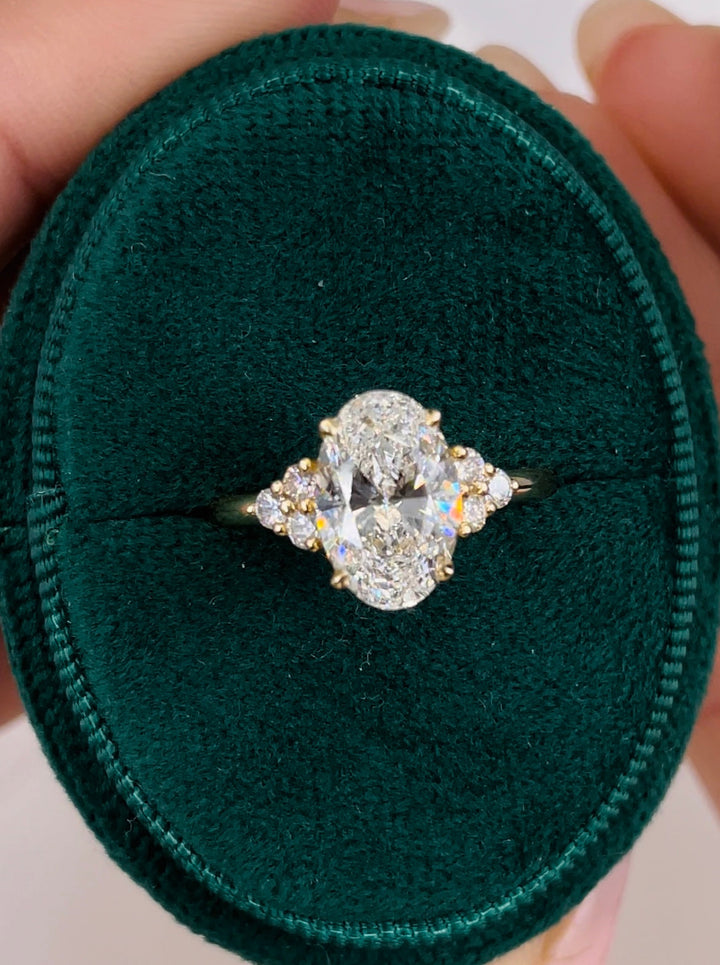 2.42ct Oval Shaped G- VS Lab Grown Diamond Cluster Engagement Ring