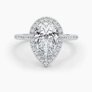 2.51ct Pear Halo F- VS Lab Grown Diamond Engagement Ring