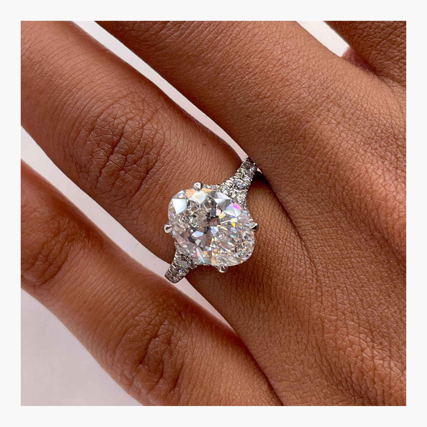 2.63ct Oval F-VS Lab Grown Diamond Cluster Engagement Ring