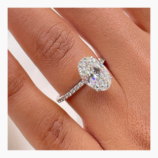 2.67ct Oval G-VS Pave Lab Grown Diamond Engagement Ring