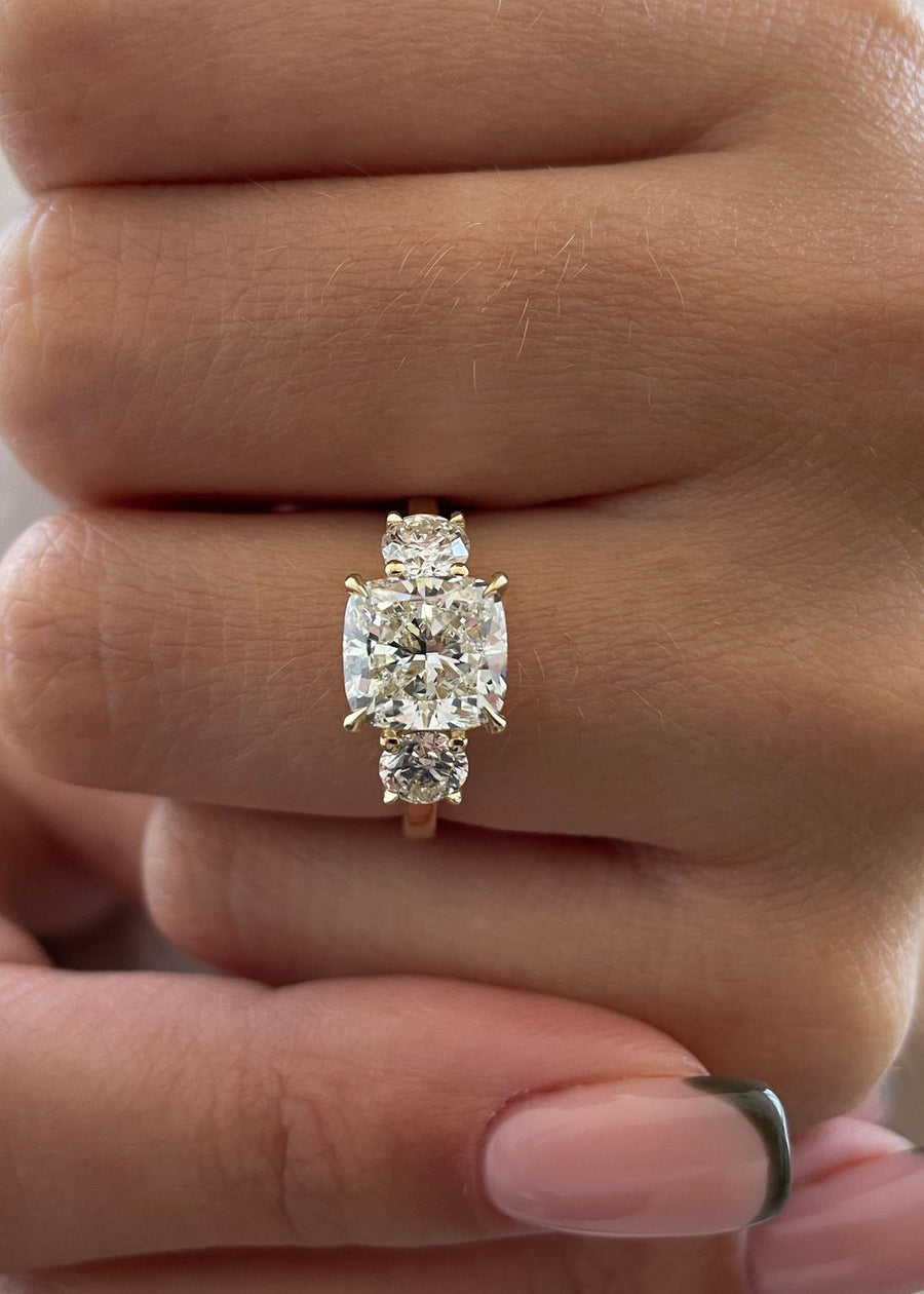 2.6ct Cushion G-VS2 Lab Grown Diamond Three Stones Engagement Ring