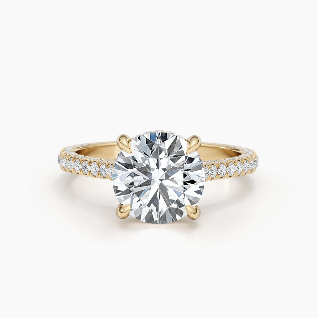2.8ct Round F- VS Hidden Halo Lab Grown Diamond Pave Engagement Ring