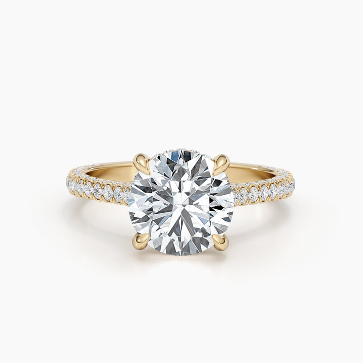 2.8ct Round F- VS Hidden Halo Lab Grown Diamond Pave Engagement Ring