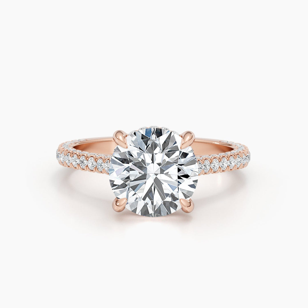 2.8ct Round F- VS Hidden Halo Lab Grown Diamond Pave Engagement Ring