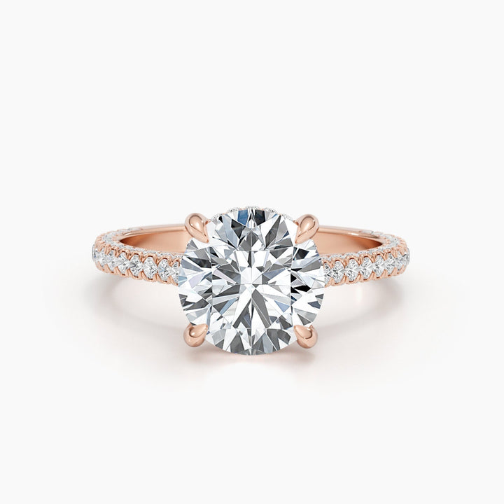 2.8ct Round F- VS Hidden Halo Lab Grown Diamond Pave Engagement Ring