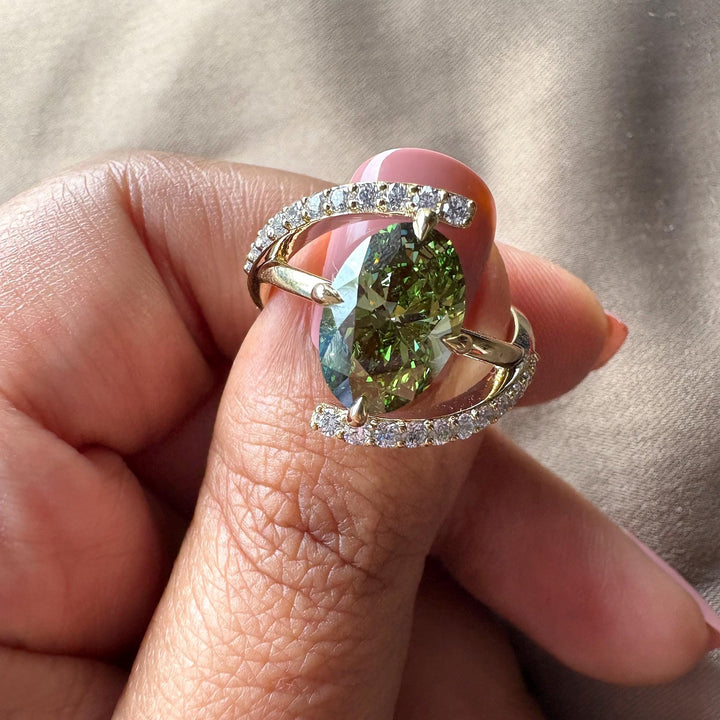2.90 Carat Fancy Color DiamondForest Green Oval DiamondRare Green Lab Diamond RingOval Cut Green Statement JewelleryMint Green Oval Lab Diamond
