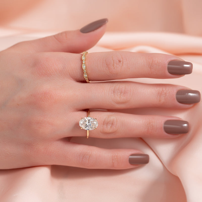 2.50CT Oval Lab Grown E/VVS2 Hidden Halo Diamond Engagement Ring