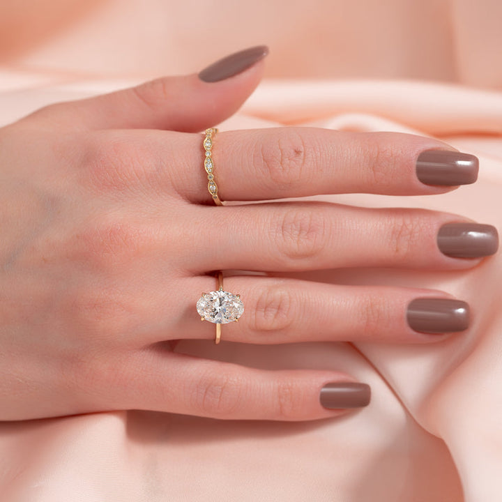 2.50CT Oval Lab Grown E/VVS2 Hidden Halo Diamond Engagement Ring