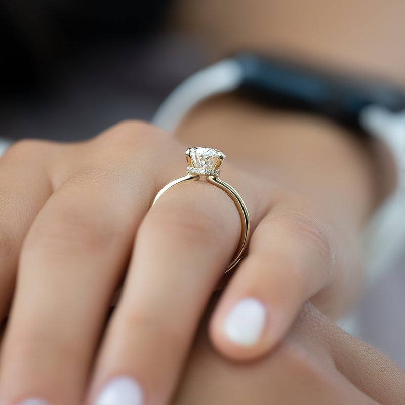 2.50CT Oval Lab Grown E/VVS2 Hidden Halo Diamond Engagement Ring