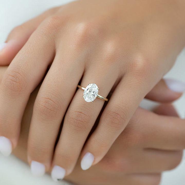 2.50CT Oval Lab Grown E/VVS2 Hidden Halo Diamond Engagement Ring