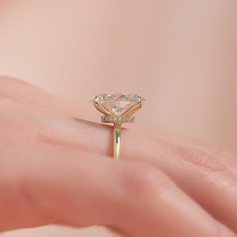 2.50CT Oval Lab Grown E/VVS2 Hidden Halo Diamond Engagement Ring