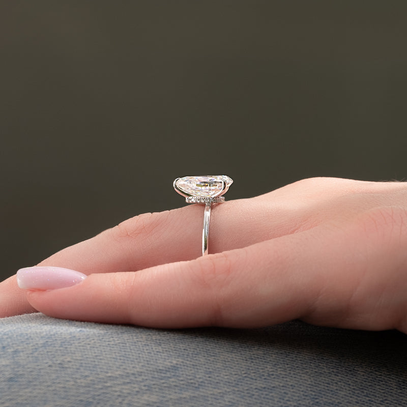 3.50CT Pear Lab Grown D/VS2 Hidden Halo Diamond Engagement Ring