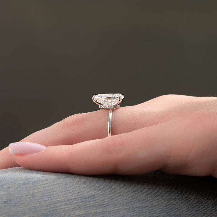 3.50CT Pear Lab Grown D/VS2 Hidden Halo Diamond Engagement Ring