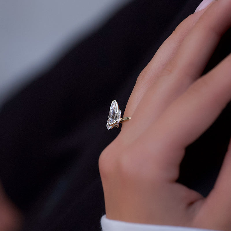 3.50CT Pear Lab Grown D/VS2 Hidden Halo Diamond Engagement Ring
