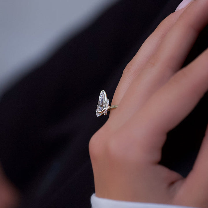 3.50CT Pear Lab Grown D/VS2 Hidden Halo Diamond Engagement Ring
