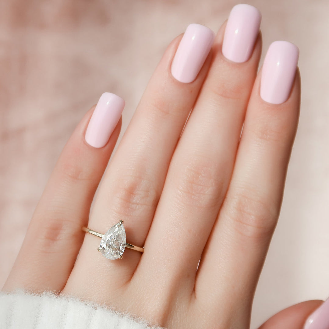 3.50CT Pear Lab Grown D/VS2 Hidden Halo Diamond Engagement Ring