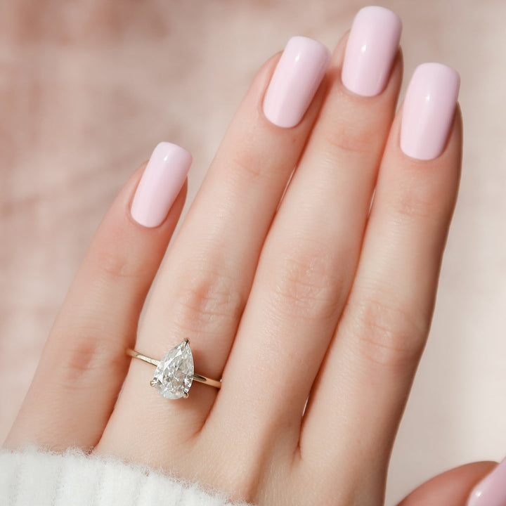 3.50CT Pear Lab Grown D/VS2 Hidden Halo Diamond Engagement Ring