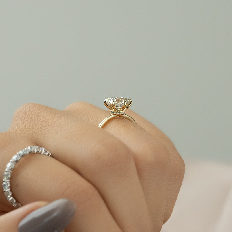2.0CT Round Lab Grown G/VS1 Diamond Hidden Halo Engagement Ring for Her